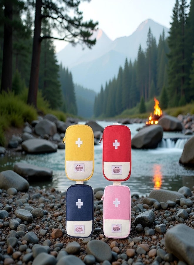 أربع حقائب إسعافات أولية صغيرة فارغة للسفر، حقيبة إسعافات أولية محمولة للاستخدام الخارجي، حقيبة متعددة الوظائف لتنظيم وتخزين الأدوية في حالات الطوارئ، لوازم صحية ومنزلية، مجموعات إسعافات أولية - Image 4